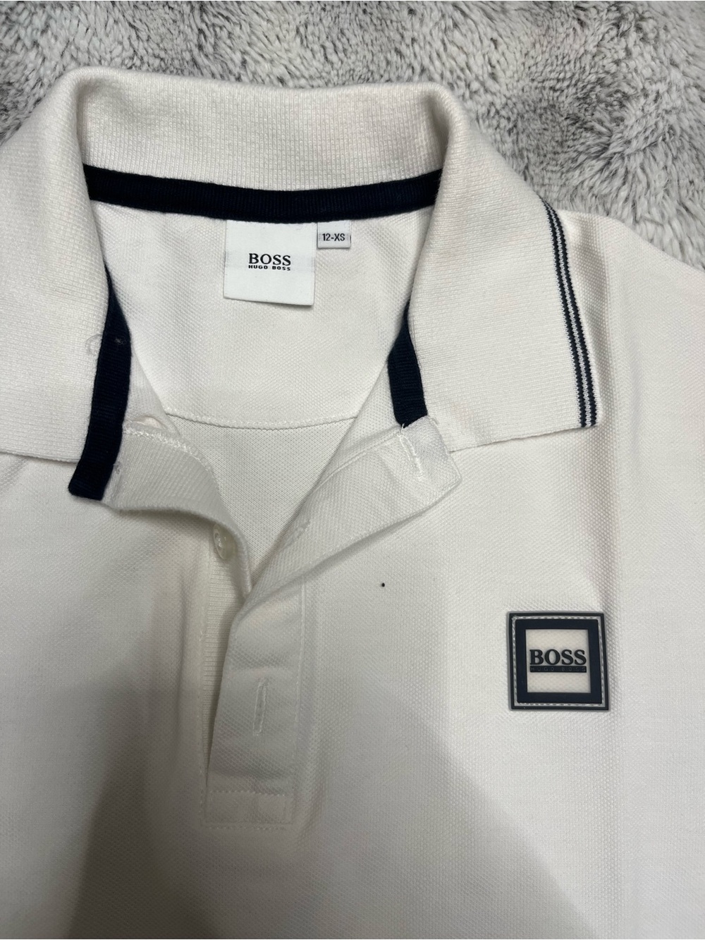 BOSS White Polo with Navy Trim